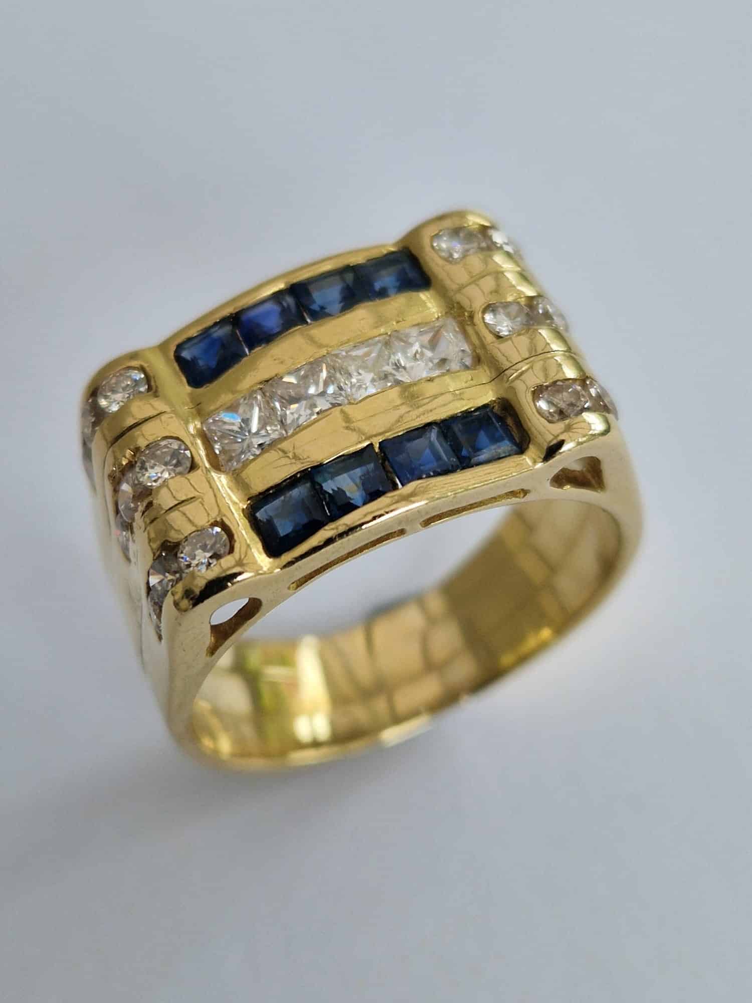 Bespoke By Baskerville | 1950's Cocktail ring | Diamond and Sapphire cocktail ring
