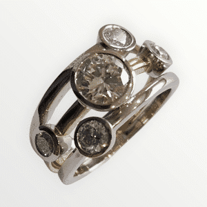 Bubble ring made with stone from existing pendant Bespoke By Baskerville | Remodelled jewellery | Bubble ring made with stone from existing pendant